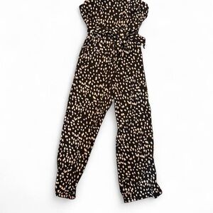Princess Polly Black Jumpsuit with Beige Spot Print